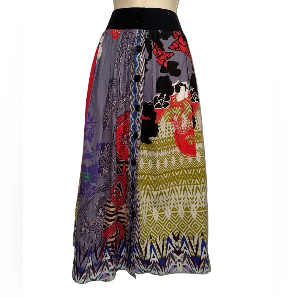 Etro Vibrant Midi Skirt with Purple, Red and Green Accents - Picture 3 of 8